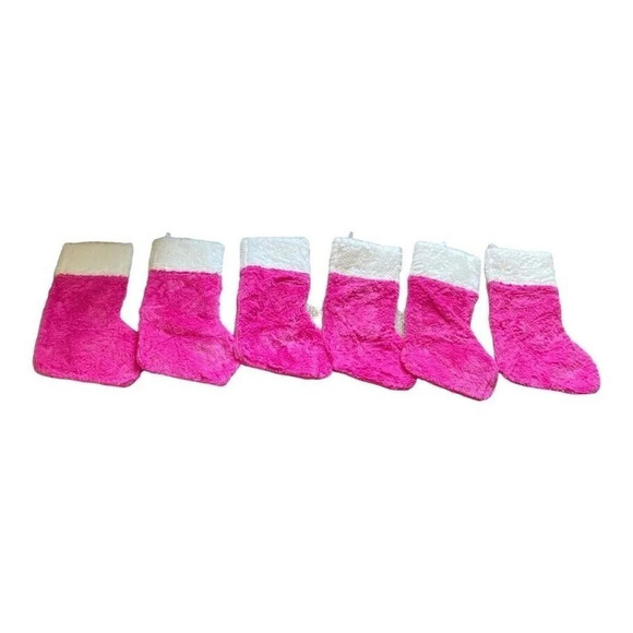 Arts Crafts Bundle of 6 Pink Hanging Stockings Christmas Colorful Party Holiday - Picture 1 of 9